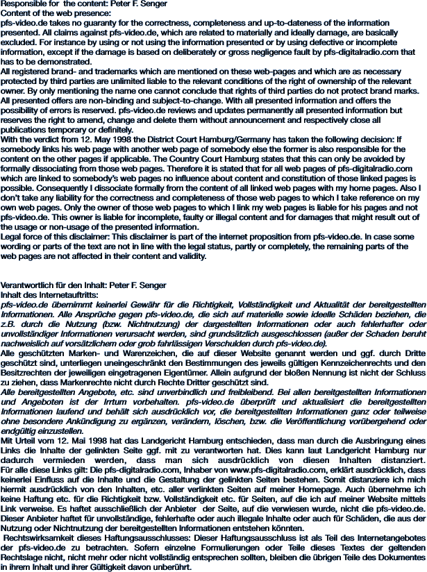 Responsible for  the content: